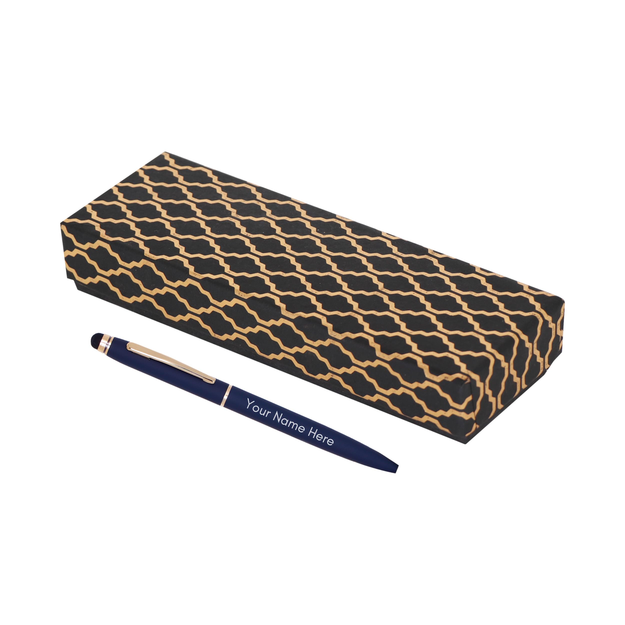 Personalised Blue Metal Stylus Pen with Premium Gift Box. (Premium Gift Box, Black and Gold)-image-32