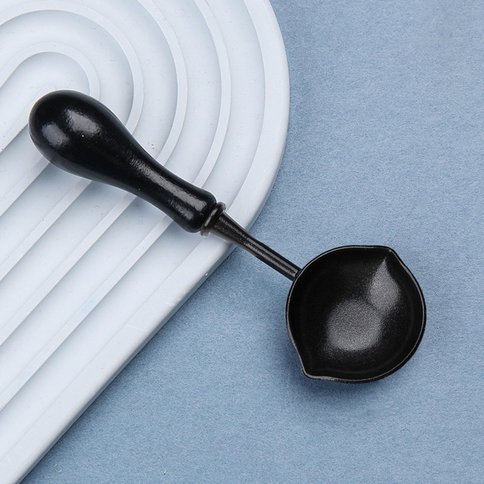Cucchiaio per ceralacca, cucchiaio per con sigillo di ceralacca, Cucchiaio antiaderente per pittura a fuoco, Cucchiaio per sciogliere la cera dal design a doppio beccuccio con manico in legno p