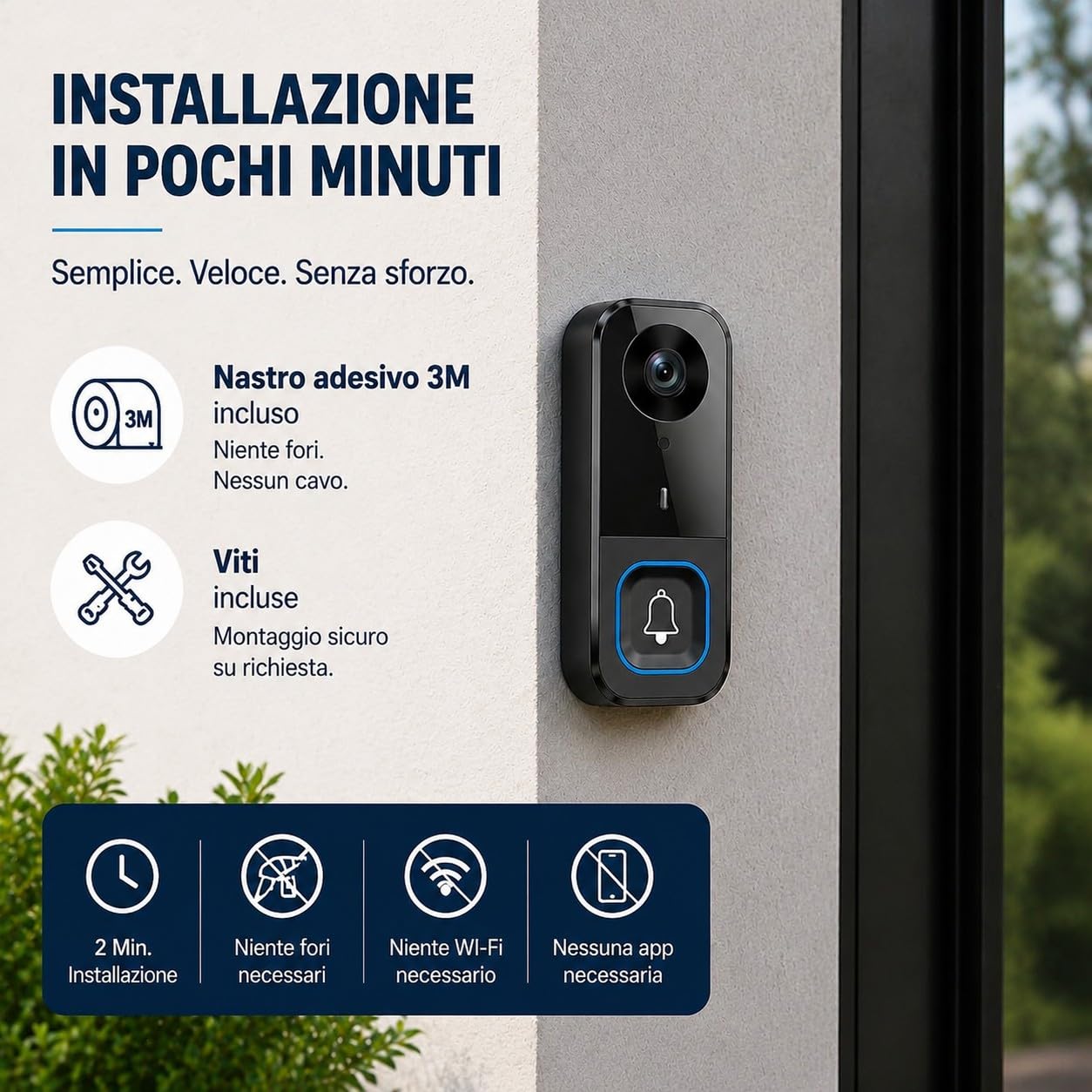Videocitofono Campanello Senza Fili da Esterno con Schermo IPS 4,5'' Telecamera HD che Supporta la Visione Notturna a Infrarossi, Audio Bidirezionale Campanello Senza Fili Nessun WiFi o Abbonamento
