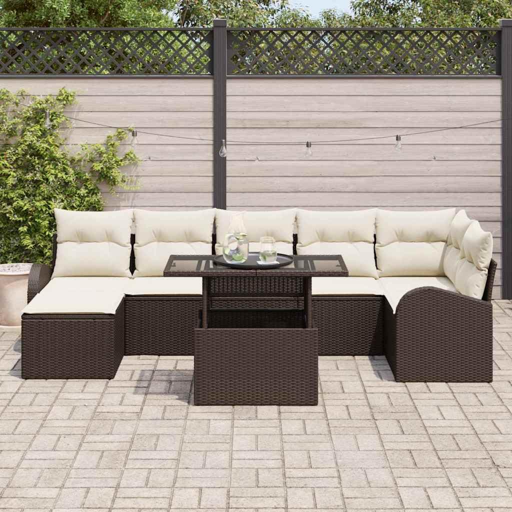 Hothingwell Modułowa sofa ogrodowa 8-częściowa brązowa poli rattan