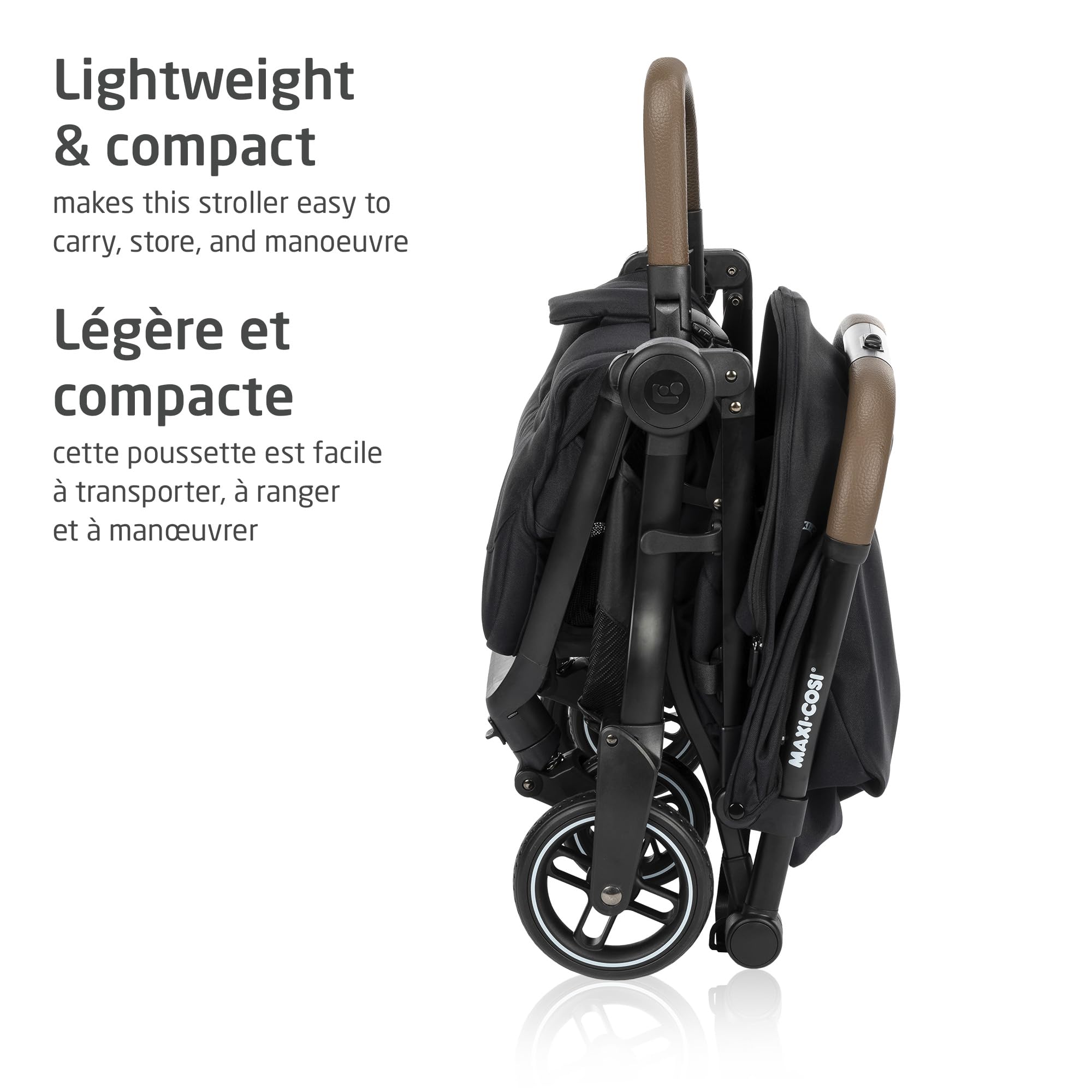 Maxi-Cosi Eva Lightweight Compact Travel Stroller, Infant to Toddler (Up to 48 lb), One-Hand Auto Fold, Full Recline Seat, Puncture-Proof Wheels, Extendable FPS Canopy, Includes Car Seat Adapters, Travel System Compatible - 4