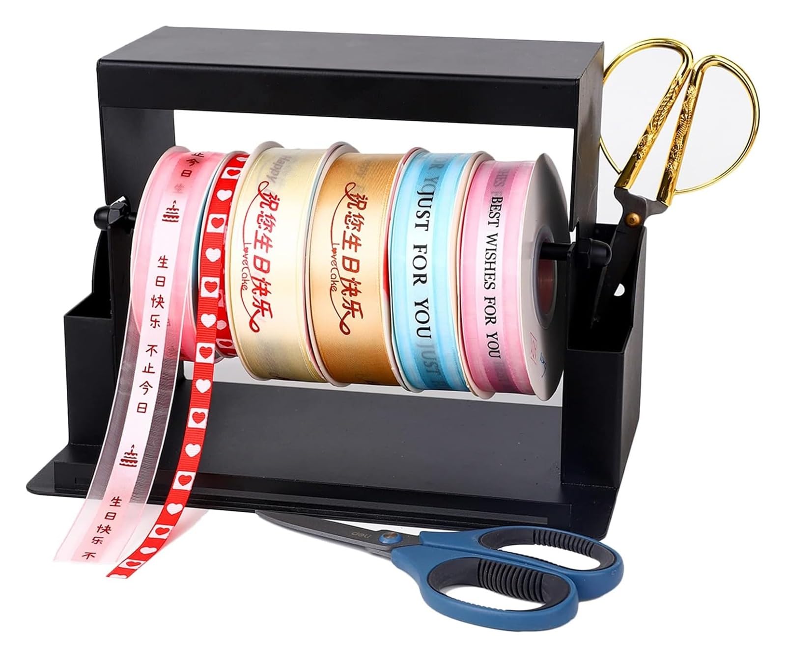 Organizer per nastri, dispenser in legno per carta da regalo, bobine di CD, rotoli di francobolli e bobine di filo