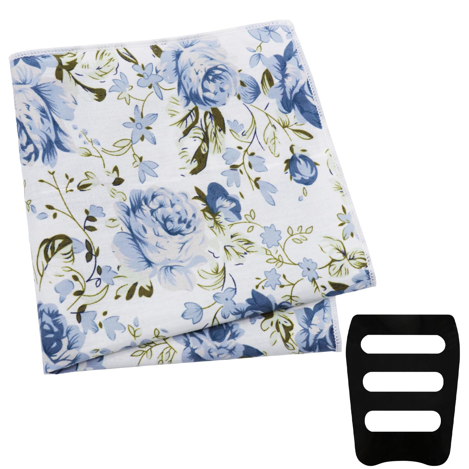 Floral Pocket Squares for Men with Holder Printed Flower Mens Handkerchief Cotton Suit Pocket Hanky for Wedding