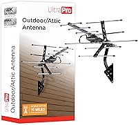 Vista 1 de UltraPro - Antena de TV HD digital para exteriores, antena inteligente de largo alcance, compatible con 4K 1080P HD VHF UHF, incluye soporte J