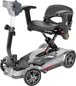 EV Rider Transport 4M Manual Fold Mobility Scooter - Sturdy 4 Wheel Design - Airline and Cruise Ship Approved - Armrests Not Included - 55 LBS. Total