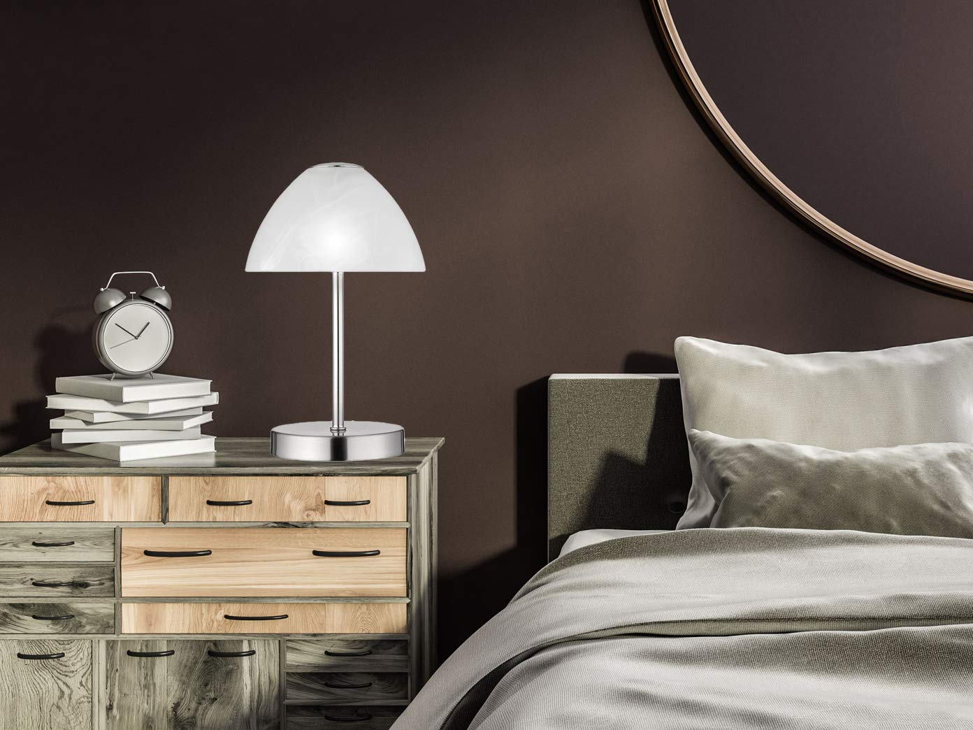 Set di 2 lampade da tavolo a LED, colore argento, touch dimmerabile, altezza 24 cm