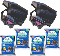 kit Eficiente Eliminar Ratos Ratol, 2 Porta iscas com 4 Saches