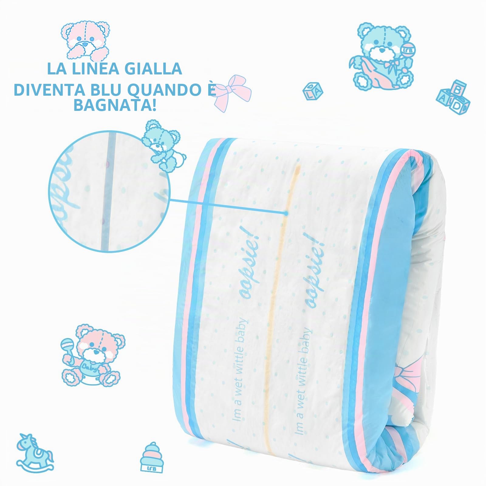 LittleForBig 5500-5800 ml Pannolino Stampato per Adulti 10 Pezzi - Potty Pants (M)