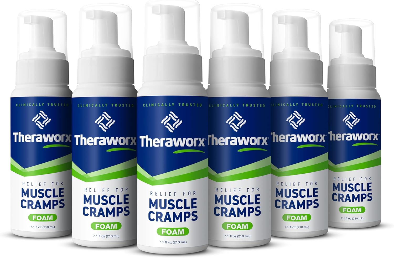 Theraworx Relief Fast-Acting Foam for Leg Cramps, Foot Cramps and Muscle Soreness, 7.1 Oz. (Pack of 6)