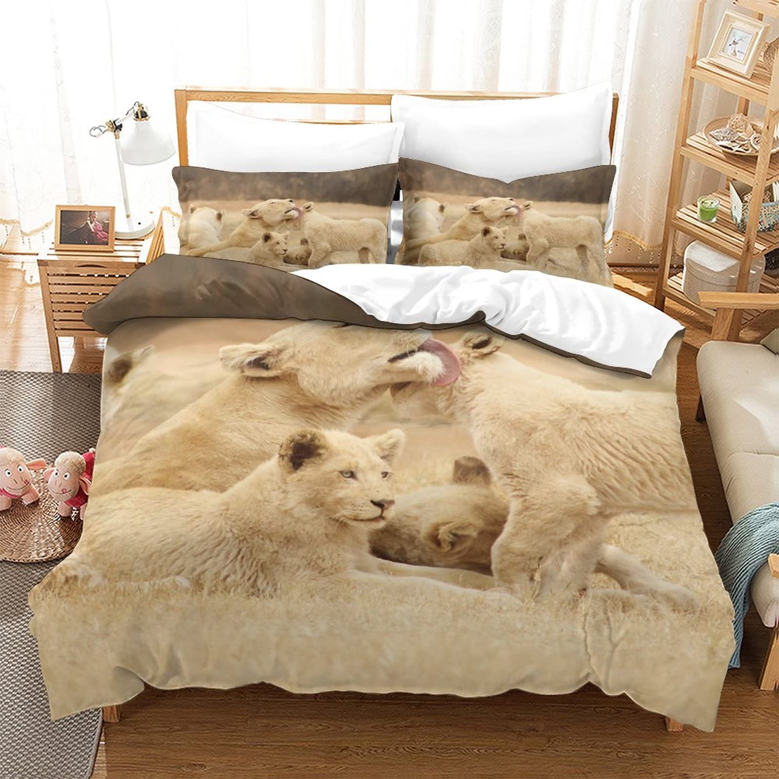 Couvre-lits et housses de couette lion imprimé 3D de qualité pour lit King 220x240