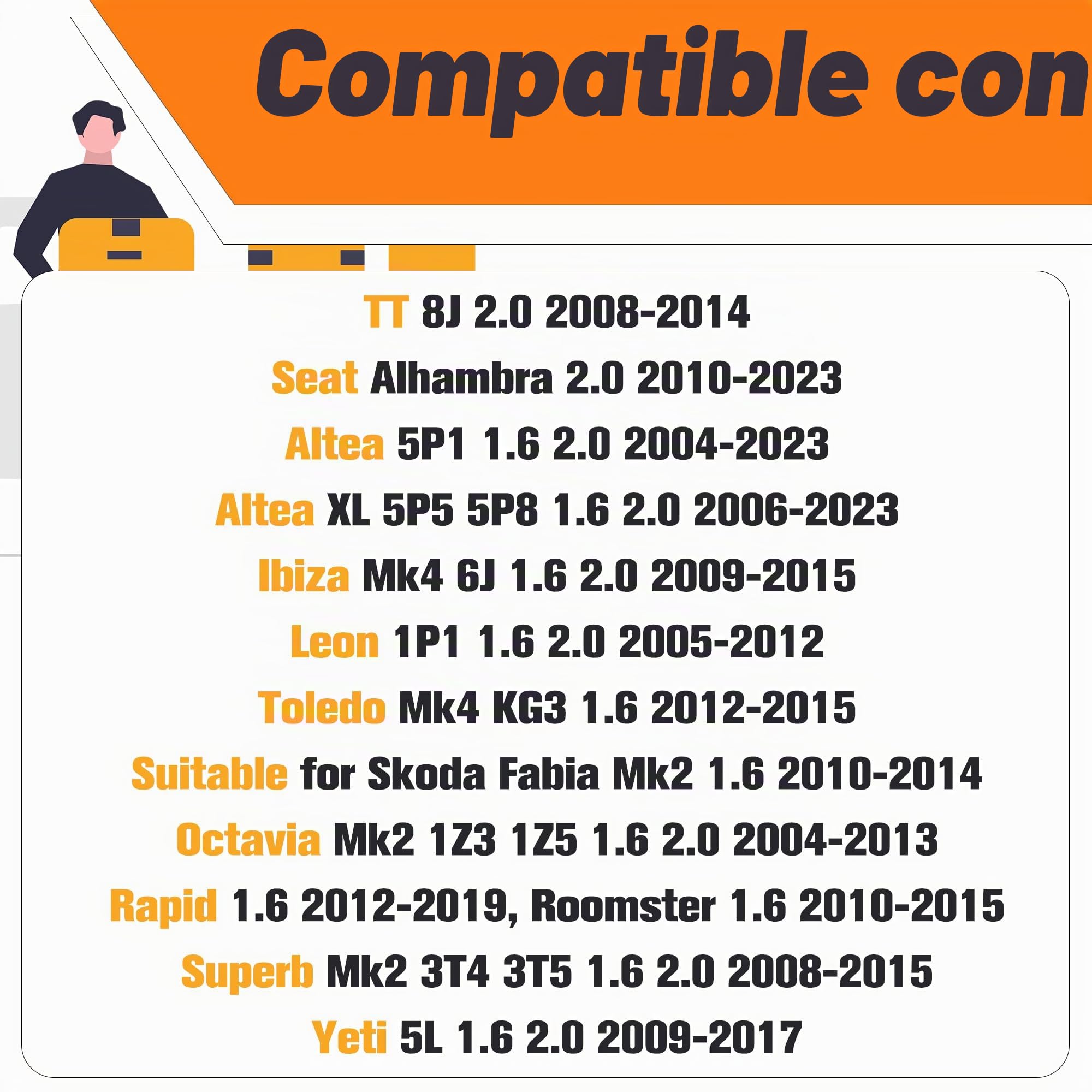 Tapa de balancines del motor con junta compatible con Audi A1 8X A3 8P Q3 8U Altea XL Ibiza 6J Leon 1P Octavia Superb Mk2 Golf Mk6 Polo 6R 6C 1.6 2.0 Reemplaza # 03L103469R, 03L103483C