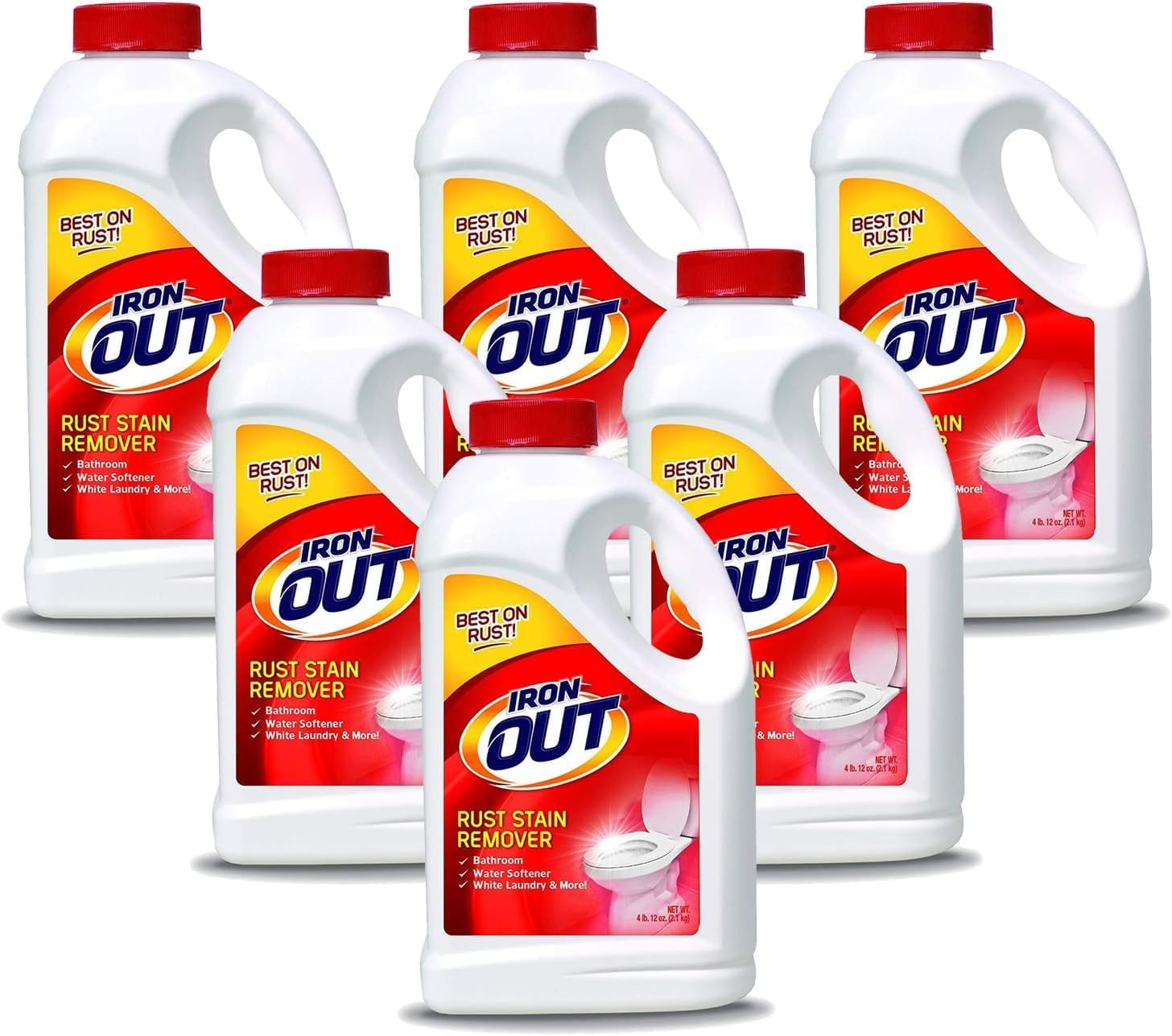 Powder Rust Stain Remover, Remove and Prevent Rust Stains in Bathrooms, Kitchens, Appliances, Laundry, and Outdoors, 4 Pound 12 Ounce, Pack of 6
