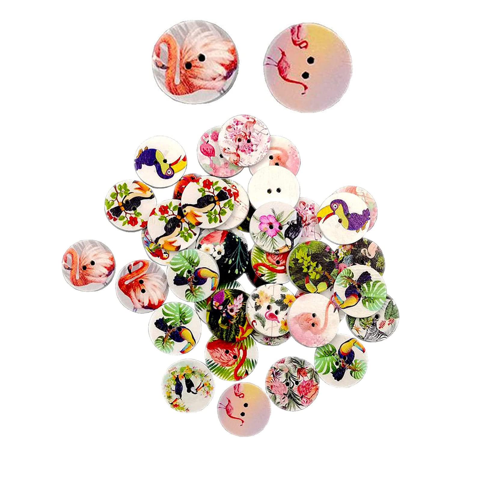 200 Pcs Wooden Buttons Novelty Crafting Buttons with 2 Holes Retro Wood Sewing Buttons for DIY Sewing Craft Scrapbook Decorations