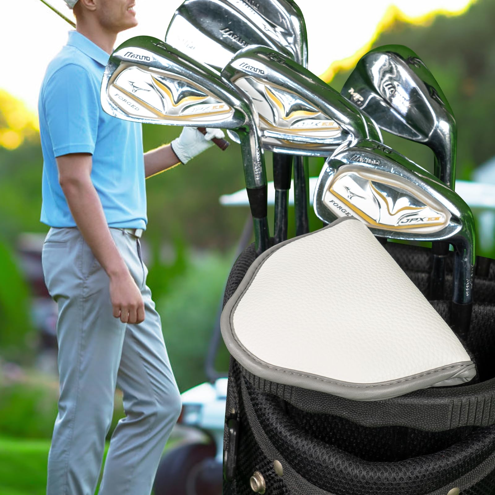 Big Teeth Golf Mallet Putter Headcover Magnetic Fits for Odyssey 2-Ball Series Club PU Leather