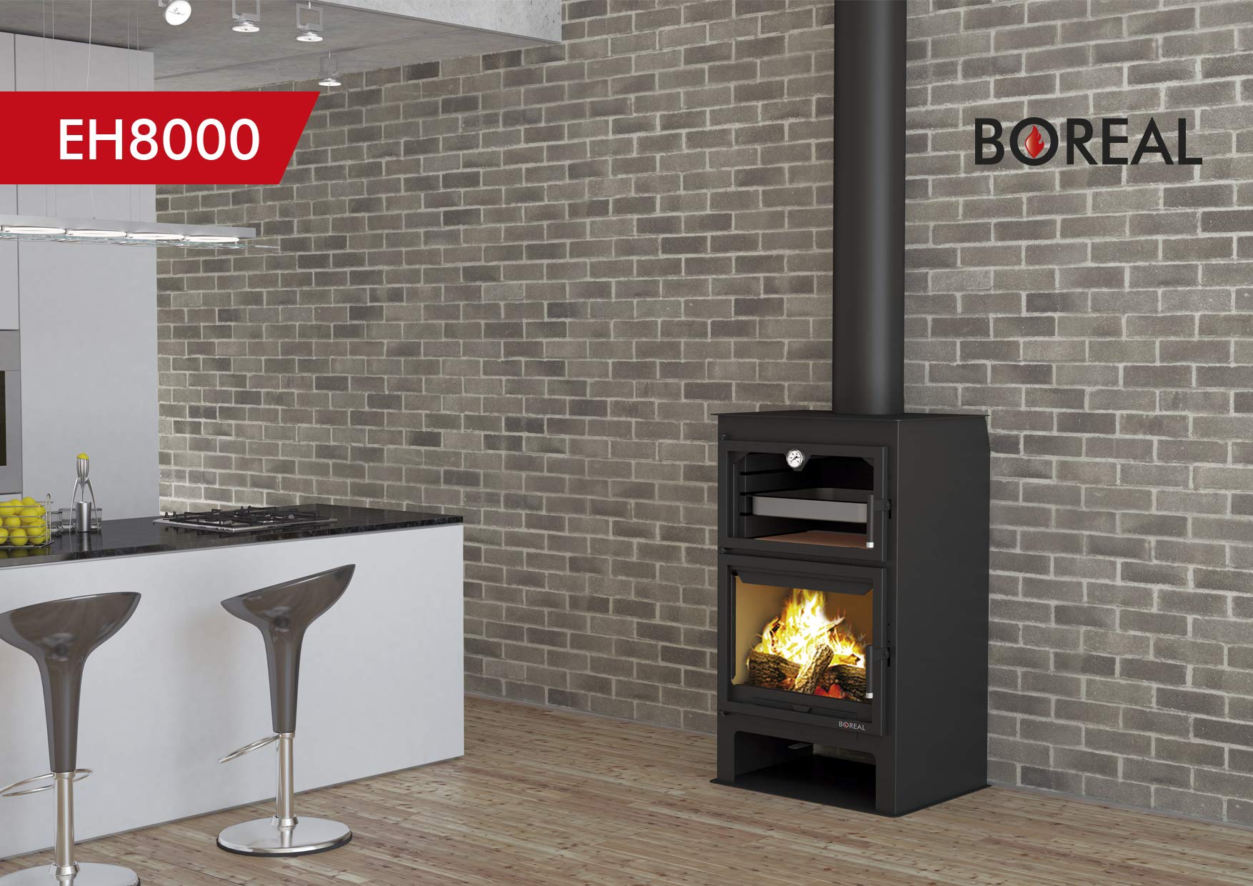Stufa a legna con forno Boreal modello EH8000