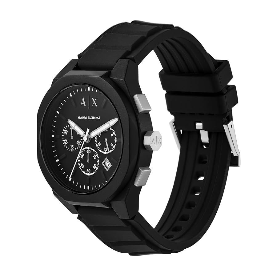 A｜X ARMANI EXCHANGE Men's Chronograph Black Silicone Band