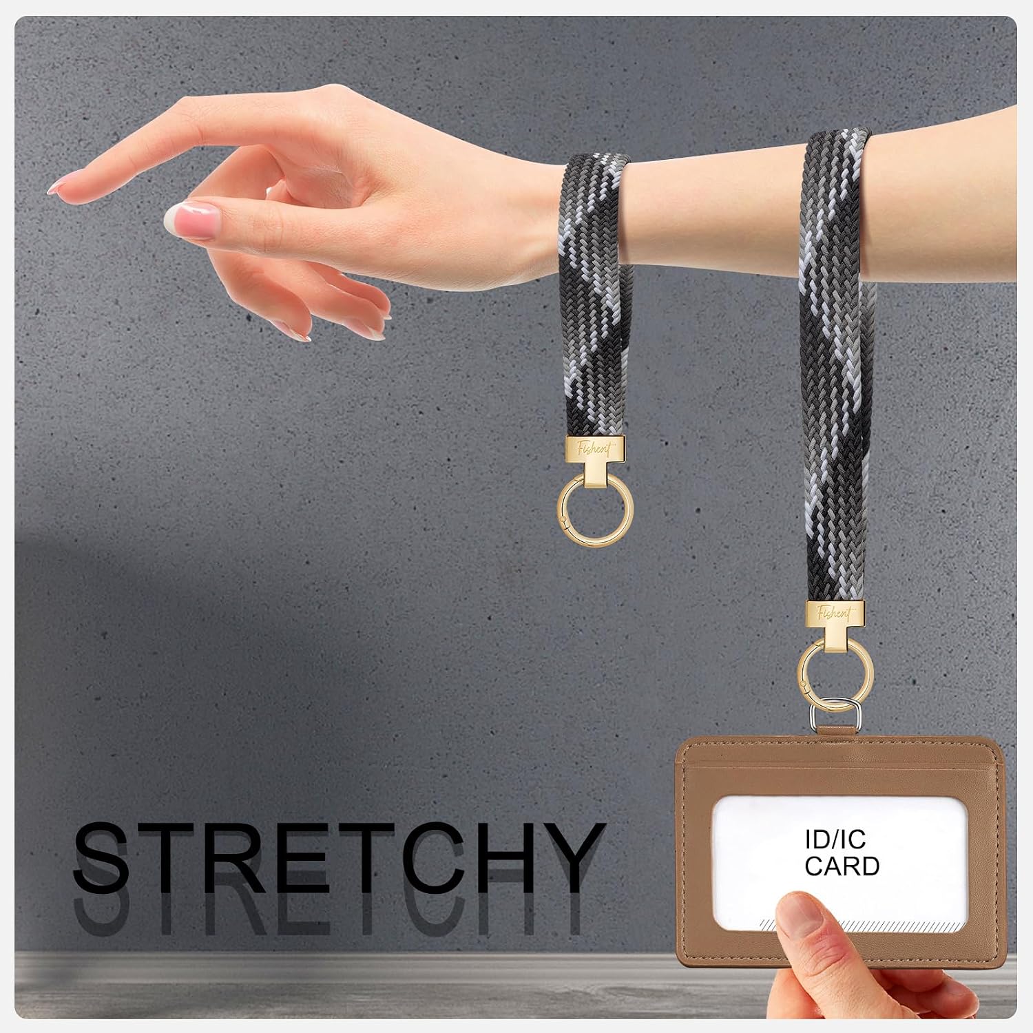 Fishent Stretchy Wristlet Keychain, Cute Key Chain with Keyrings image 3
