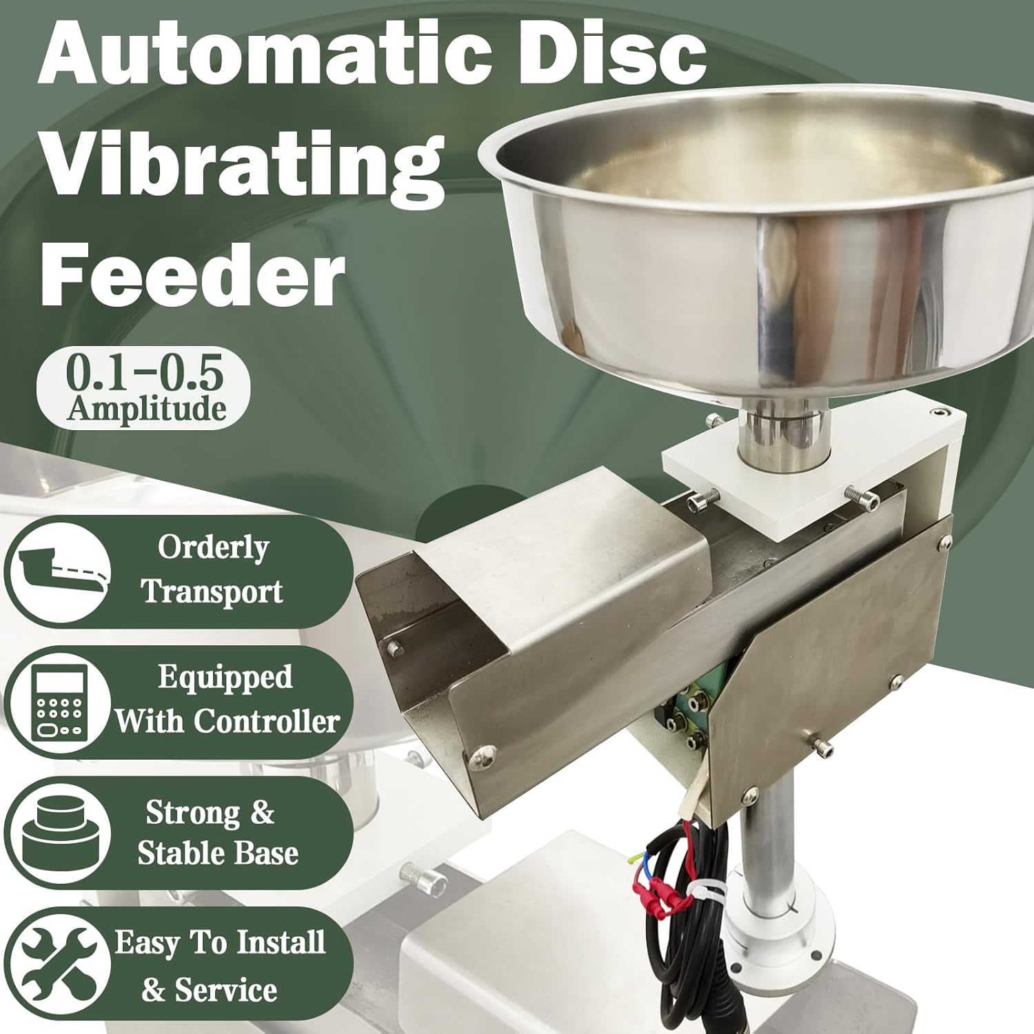 TECHTONGDA Automatic Vibrating Feeder Material Bin Disc Type Stainless Steel Vibration Feeder 110V