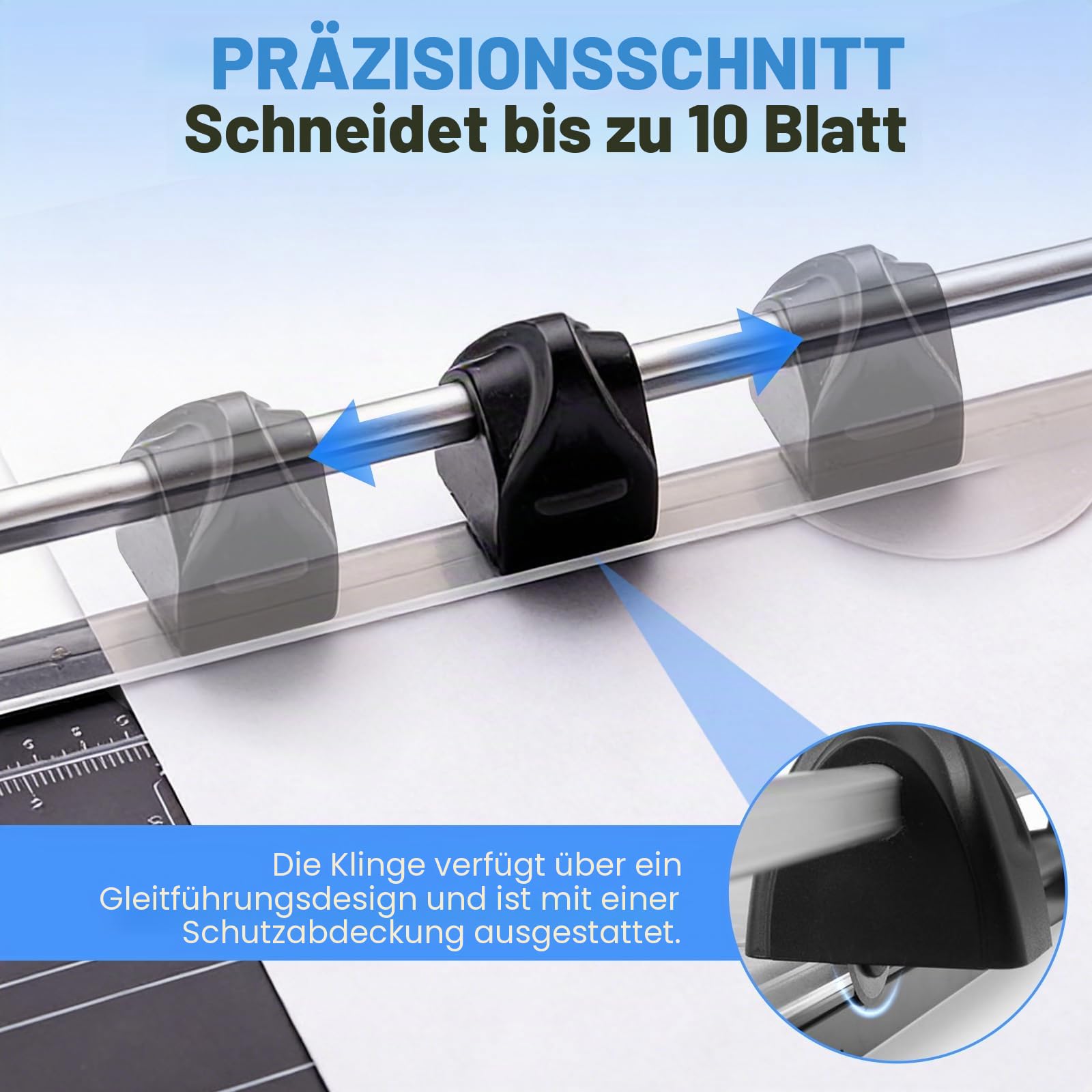 Papierschneider,A2 Bastelpapierschneider,10 Blatt Schneidleistung | mit verschiebbarem Schneidkopf und präziser Skalierung für Bastelpapier, Etiketten, Fotos und Karton