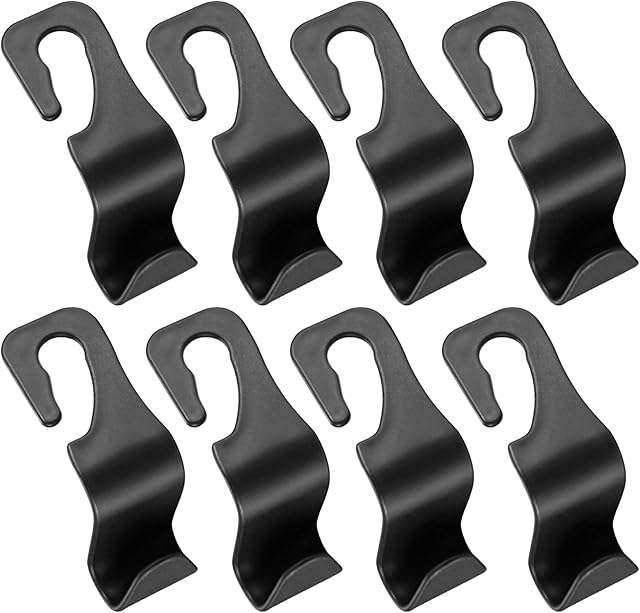 8 Pcs Car Storage Organiser Bag Hooks, Auto Hooks, Car Seat Headrest Holder Hooks, Car Coat Hanger Hooks, Coat, Purse, Handbag, Grocery, Bag Holder Support Car Seat Rear Hook