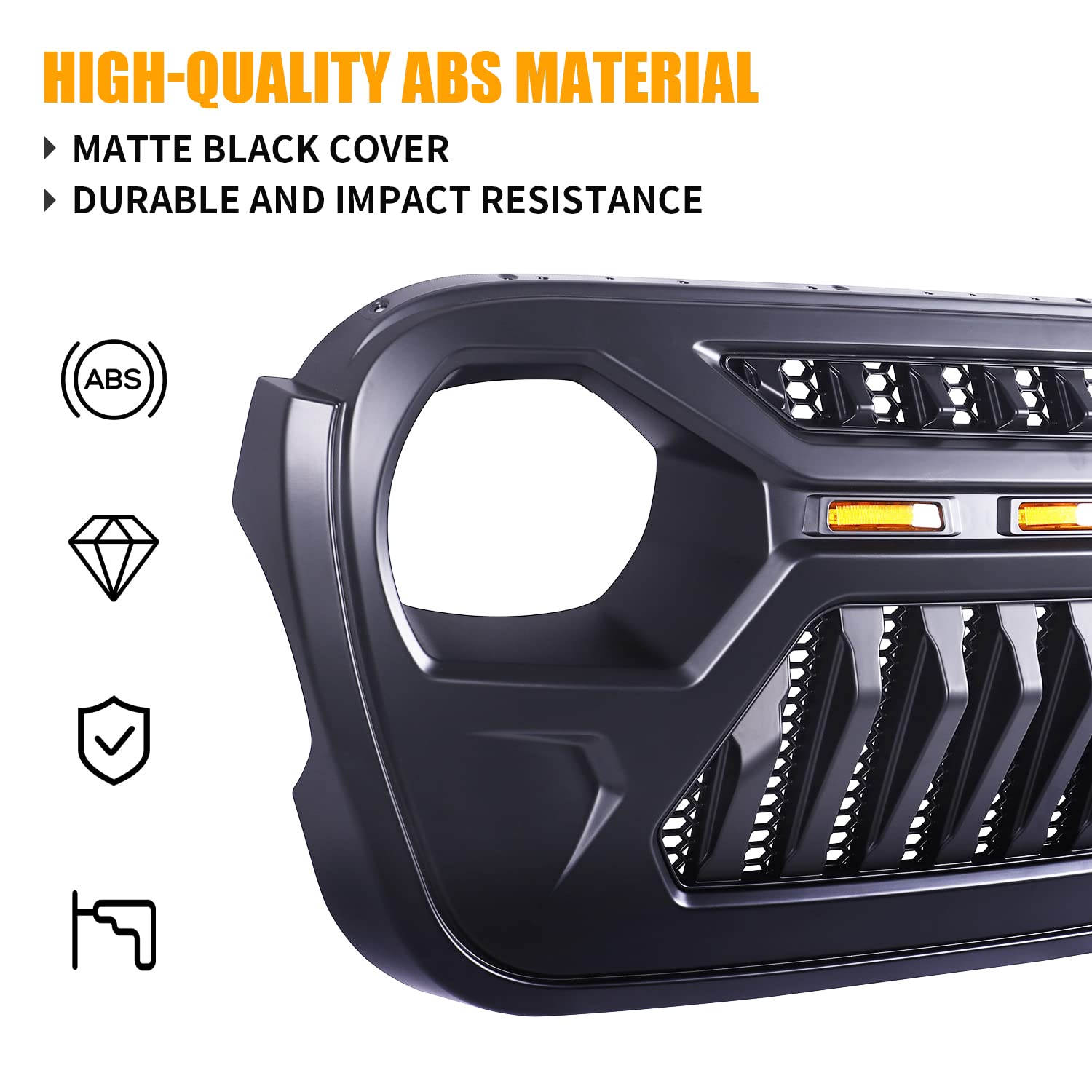 Buy ToxicStorm Mesh Grille Front Grill Cover Matte Black with Amber LED