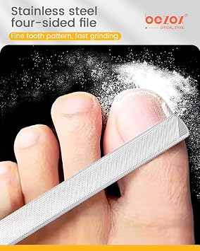 BEZOX Long Steel Nail File for Onychomycosis, Ingrown Nail,Thick and Fungal Nails with Dual-Ended Toenail Lifter – The Ultimate Manicure & Pedicure Tool for Men and Women’s Nail Care
