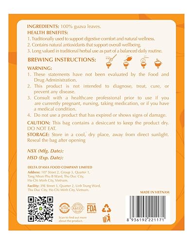 Miniatura 2 de SUNBELEAF Té de hoja de guayaba (5.47 onzas), 300 hojas enteras secas, hojas de guajava guayaba vietnamita 100% puras, sabor tropical suave, té de