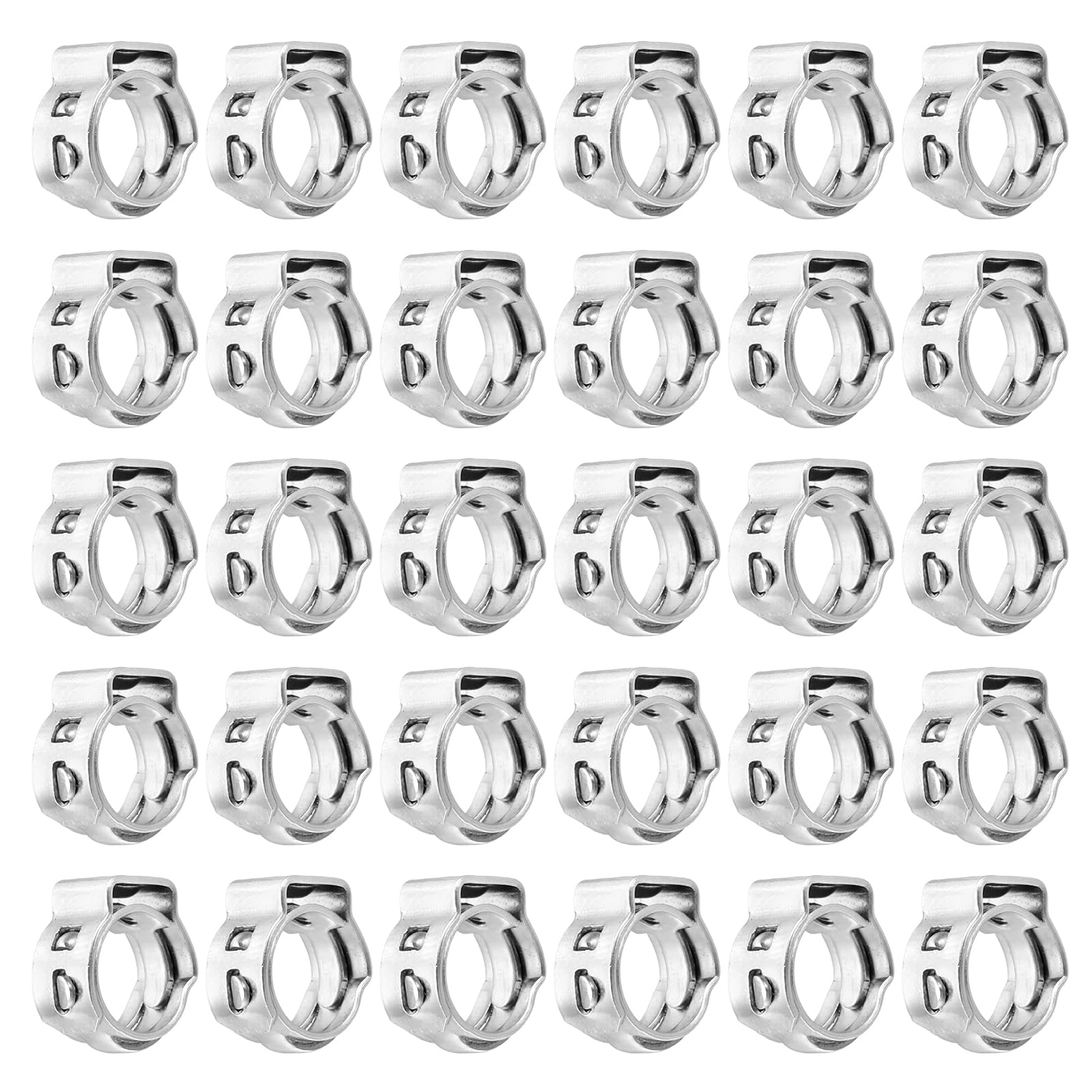 sourcing map 40Pcs 5.9-6.5mm Single Ear Hose Clamps 304 Stainless Steel Polished Stepless Hose Clamp for Automobile Pipe Connections Home Appliance Wiring and Pipes, Silver