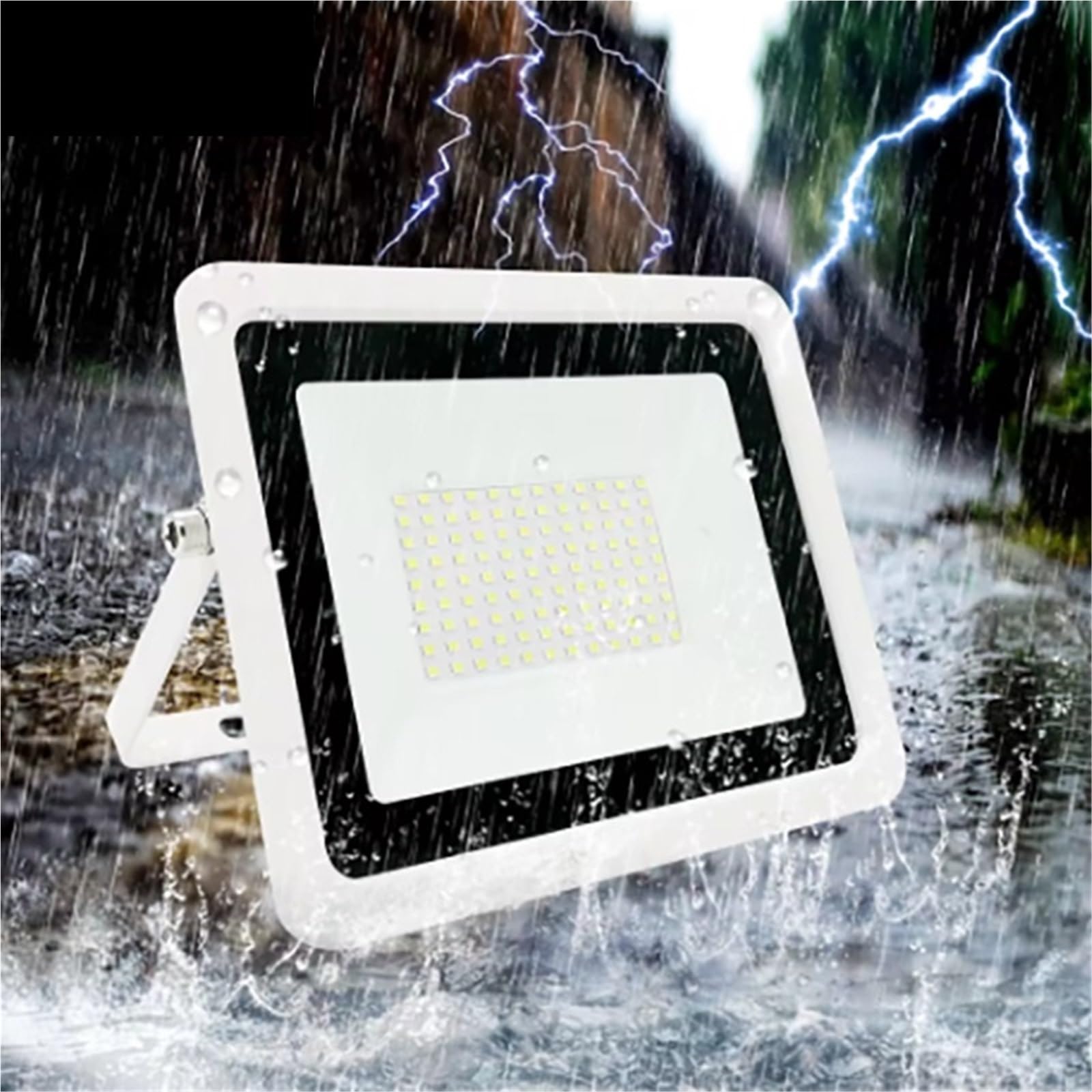 Proyector exterior, Reflector LED de 30 W y 50 W con carcasa blanca for exteriores, impermeable, for farola, iluminación de jardín(White-30w)