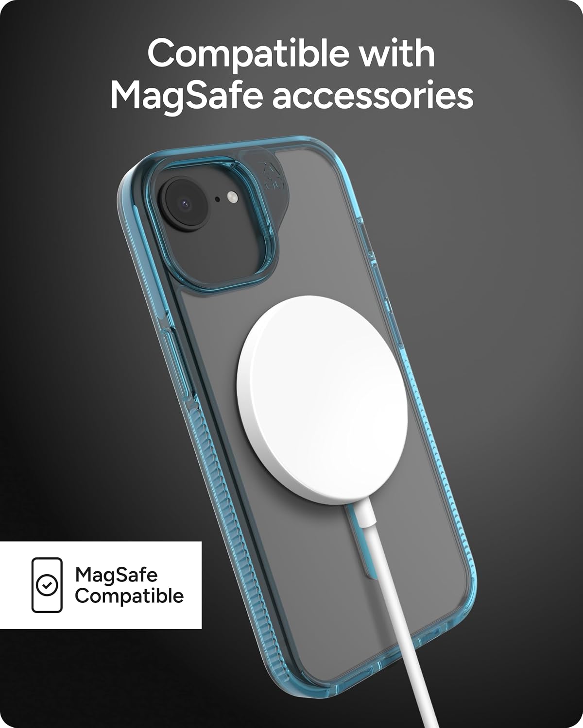 ZAGG Santa Cruz Snap Case for iPhone 17e/ 16e/ 15/14/ 13 - Slim, 13ft Drop Protection, Wireless Charging Compatible, Graphene Strength, 70% Recycled Material, Anti-Scratch, Clear, Retro Blue