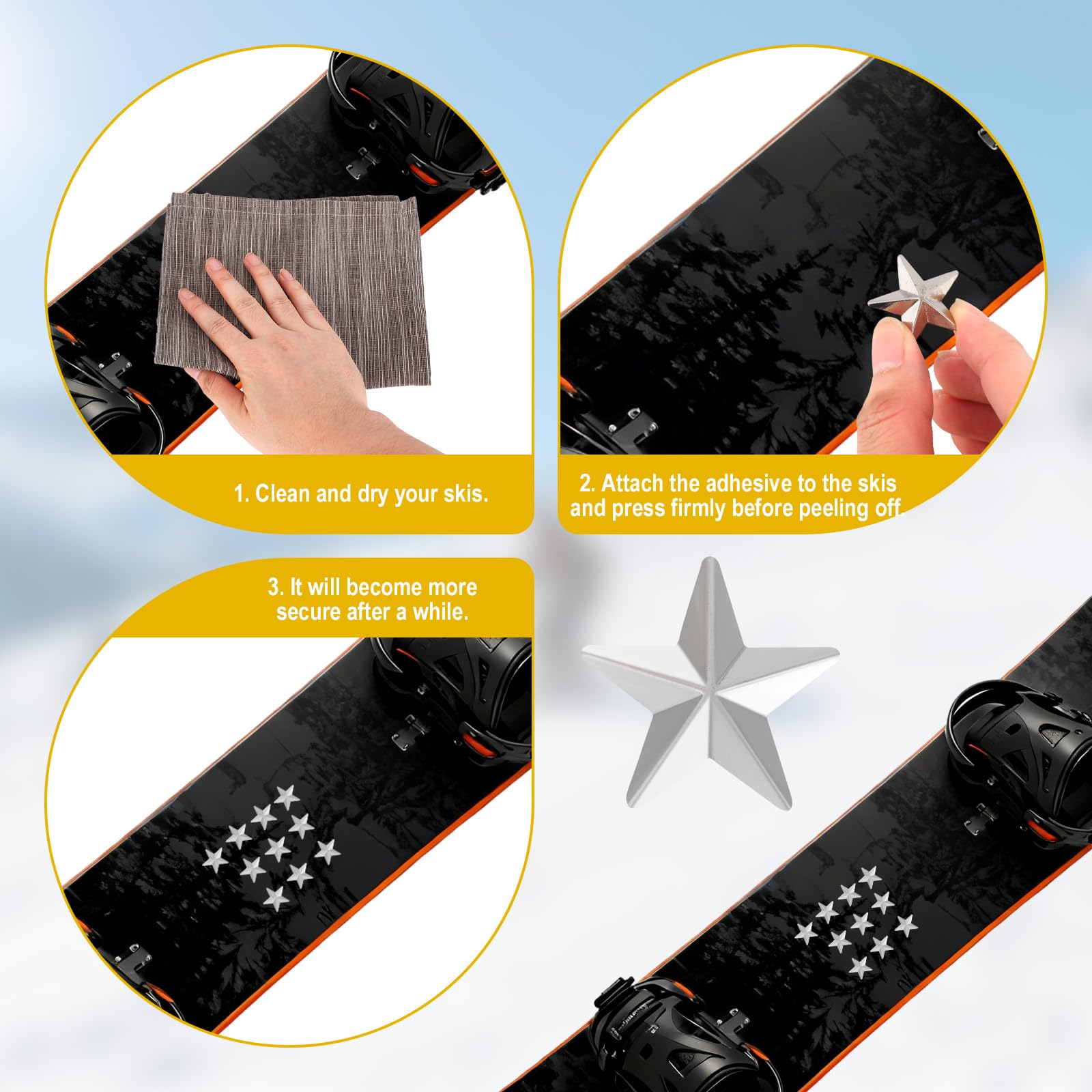 Penitue Pads de Snowboard Antidérapants en Fer, Pad Antidérapant Auto-Adhésif pour Meilleure Adhérence (10 Pièces)