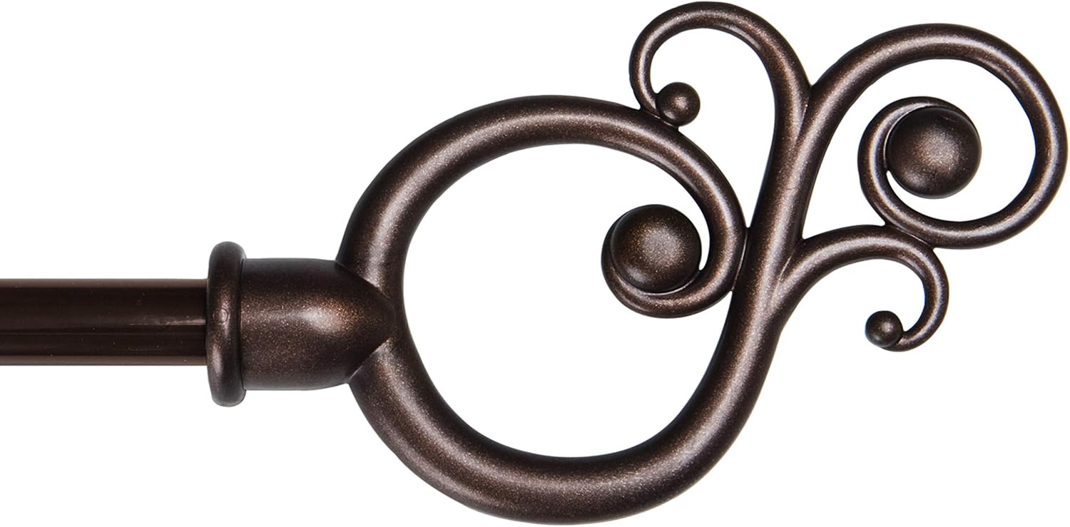 Kenney 65261 Valencia Standard Decorative Window Curtain Rod, 48-84", Chocolate 48-84" Chocolate