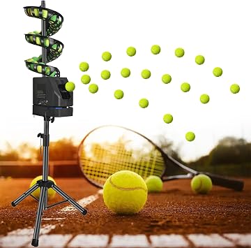 Tennis Trainer, Automatic Tennis Pitching Machine with Remote Control, Tennis Ball Thrower for Beginners, Adjustable Height & Angle