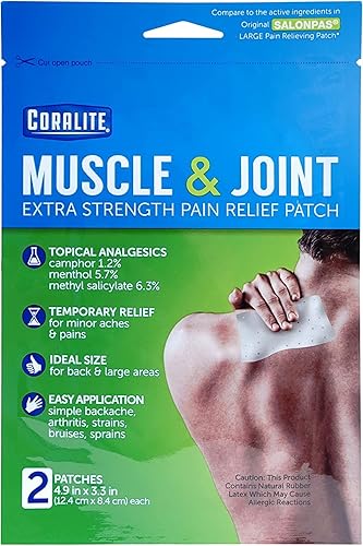 Coralite Parche para aliviar el dolor: parches extra fuertes para aliviar el dolor de espalda, dolor muscular y dolor articular, 2 parches por