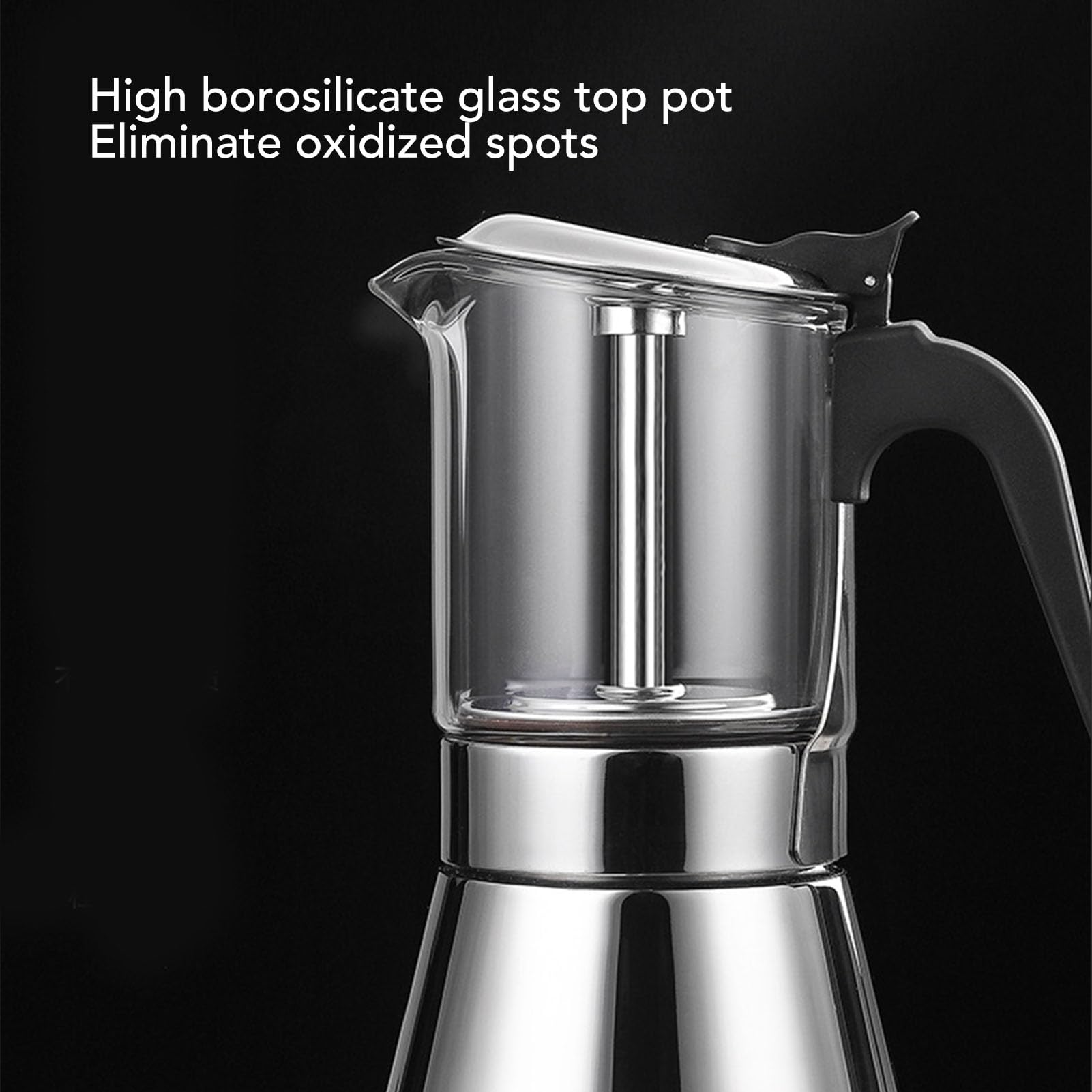 Caffettiera da Piano Cottura in Acciaio Inossidabile 304, Caffettiera con Caffettiera da Piano Cottura con Maniglia Termica per Uso di Piano Cottura Elettrico a Gas a (Capacità 6 tazze)