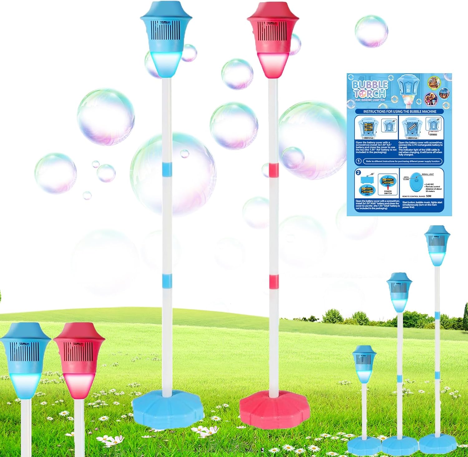 Magic Jet Bubble Machine, Magicjet Bubble Lantern, Magic Jet Bubble Lantern, Automatic Standing Bubble Blower with Led Lights & Music, Height Adjustable Outdoor Party Machine