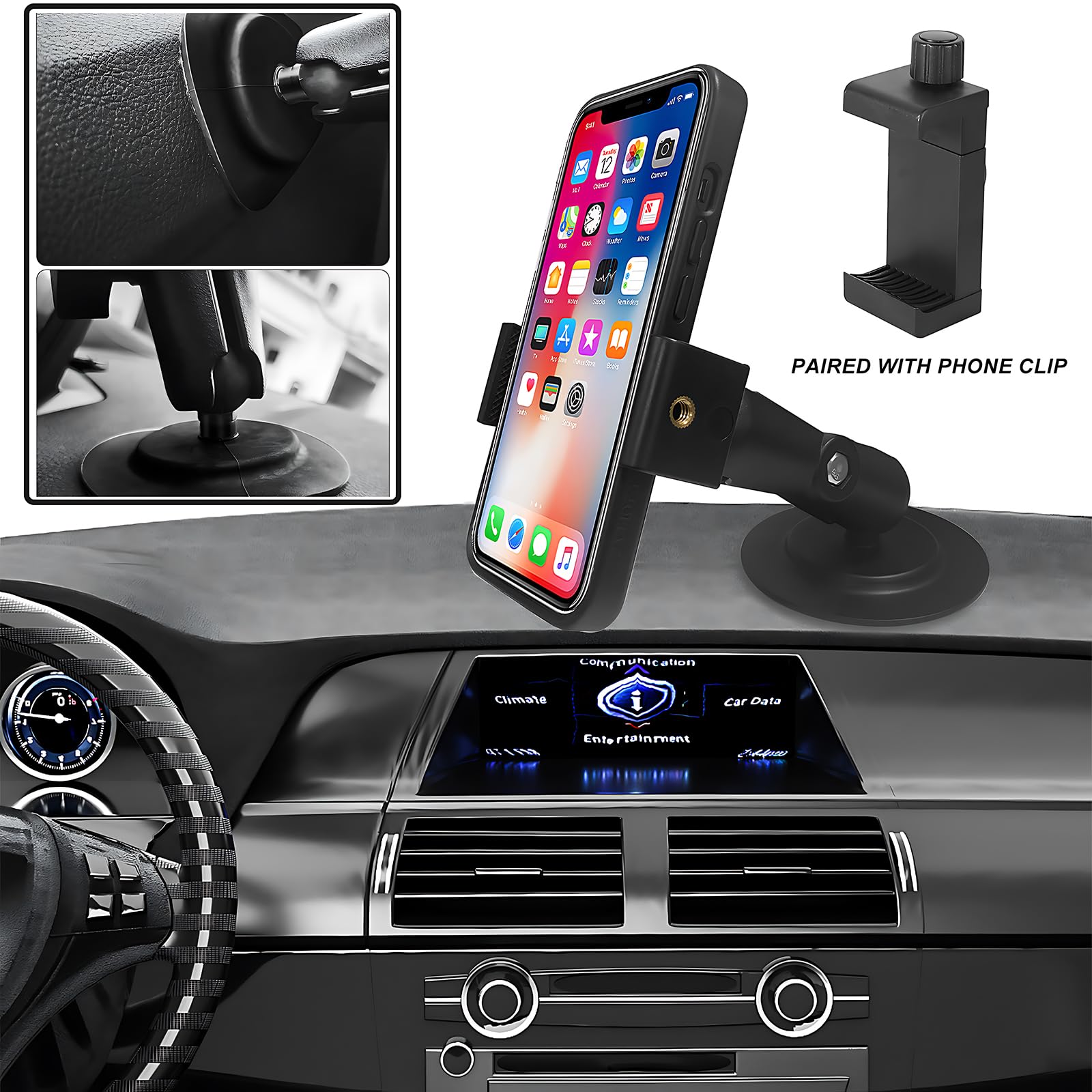 Base Adhesiva Flexible Con Cabeza De Bola 1" - Compatible Con Soportes RAM, Brazo Doble De 3.75", Para Teléfono O GoPro En Coche