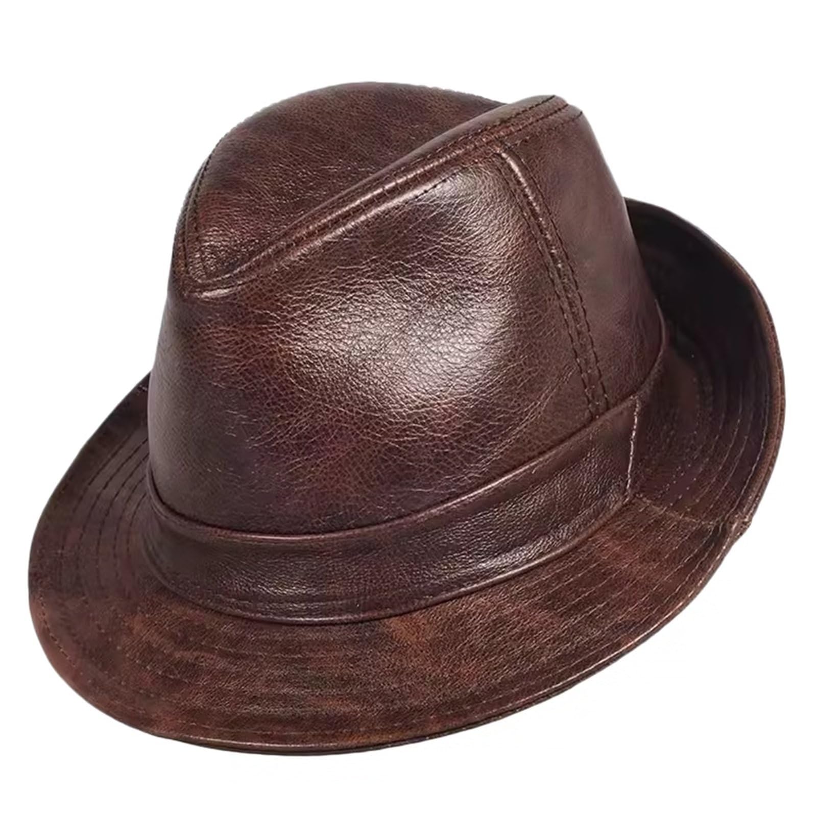 Elegante Sombrero de Fieltro de Piel sintética/Sombrero Panamá, Unisex, marrón - 3XL