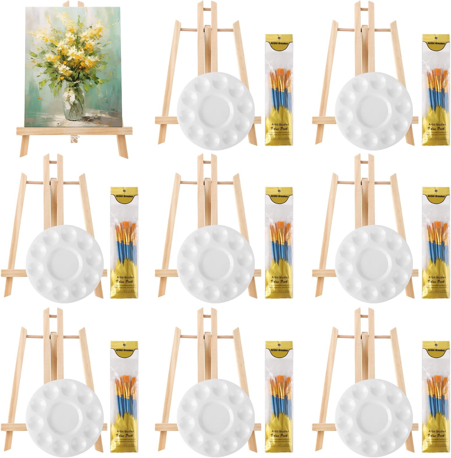 96 Pcs Acrylic Painting Set with Easels, 8 Wood Easels, 80