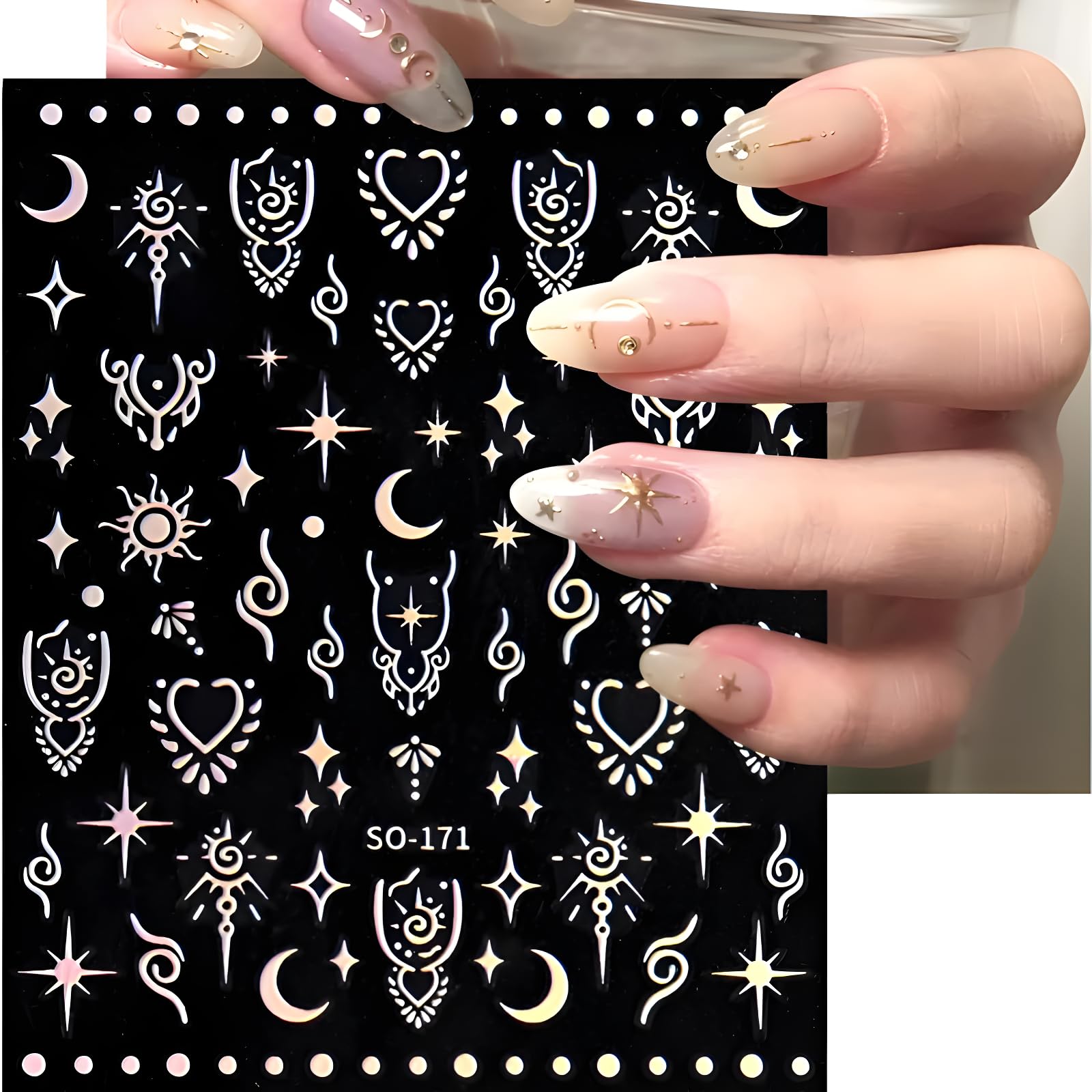 Amazon.com: 12 Sheets Moon Star Nail Stickers for Nail Art Aurora