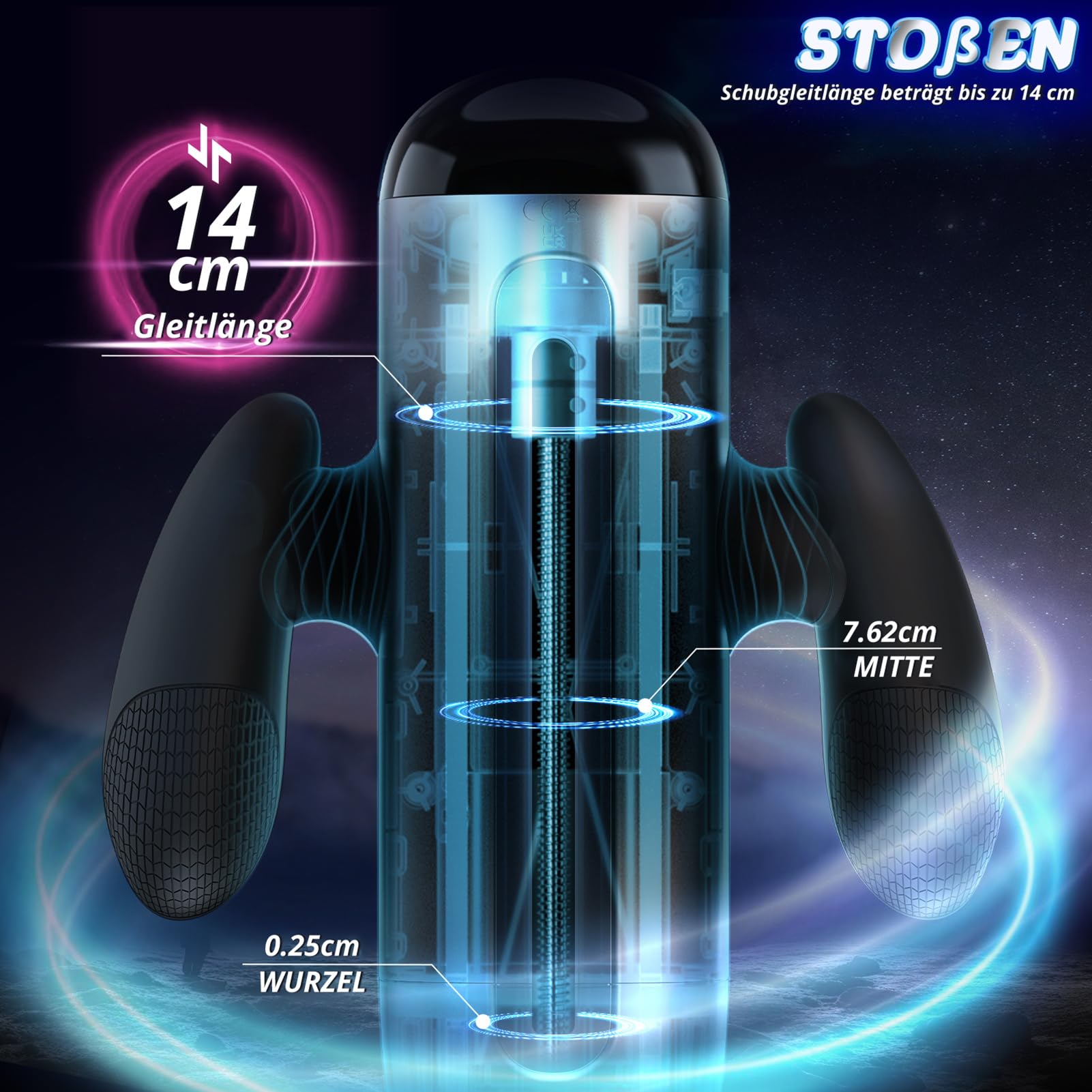 Roluck Masturbatore Elettrico a Coppa per Uomo, Vagina Tascabile con 10 Frequenze di Spinta, 10 Velocità e 10 Modalità di Retrazione, Sex toy con Supporto per Telefono Rimovibile