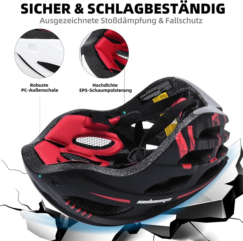 KINGLEAD Kerékpáros Bukósisak Biztonsági Lámpával és Napellenzővel - Unisex, Állítható, Ultrakönnyű, Kék, CE Tanúsított, 54-58cm