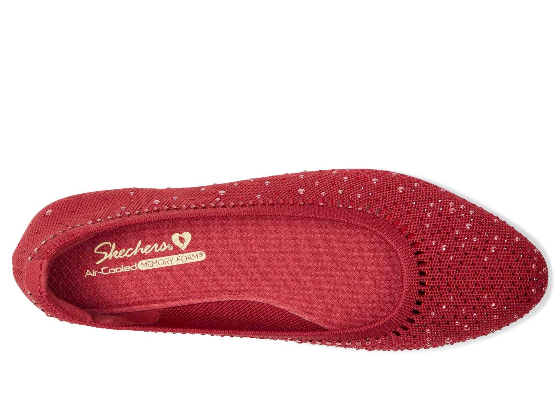 Skechers Modern Comfort Women's Cleo 2.0-Mesmerizing Nights baleriny damskie, Czerwona wycieczka jednokolorowa Getaway Solids, 37.5 EU