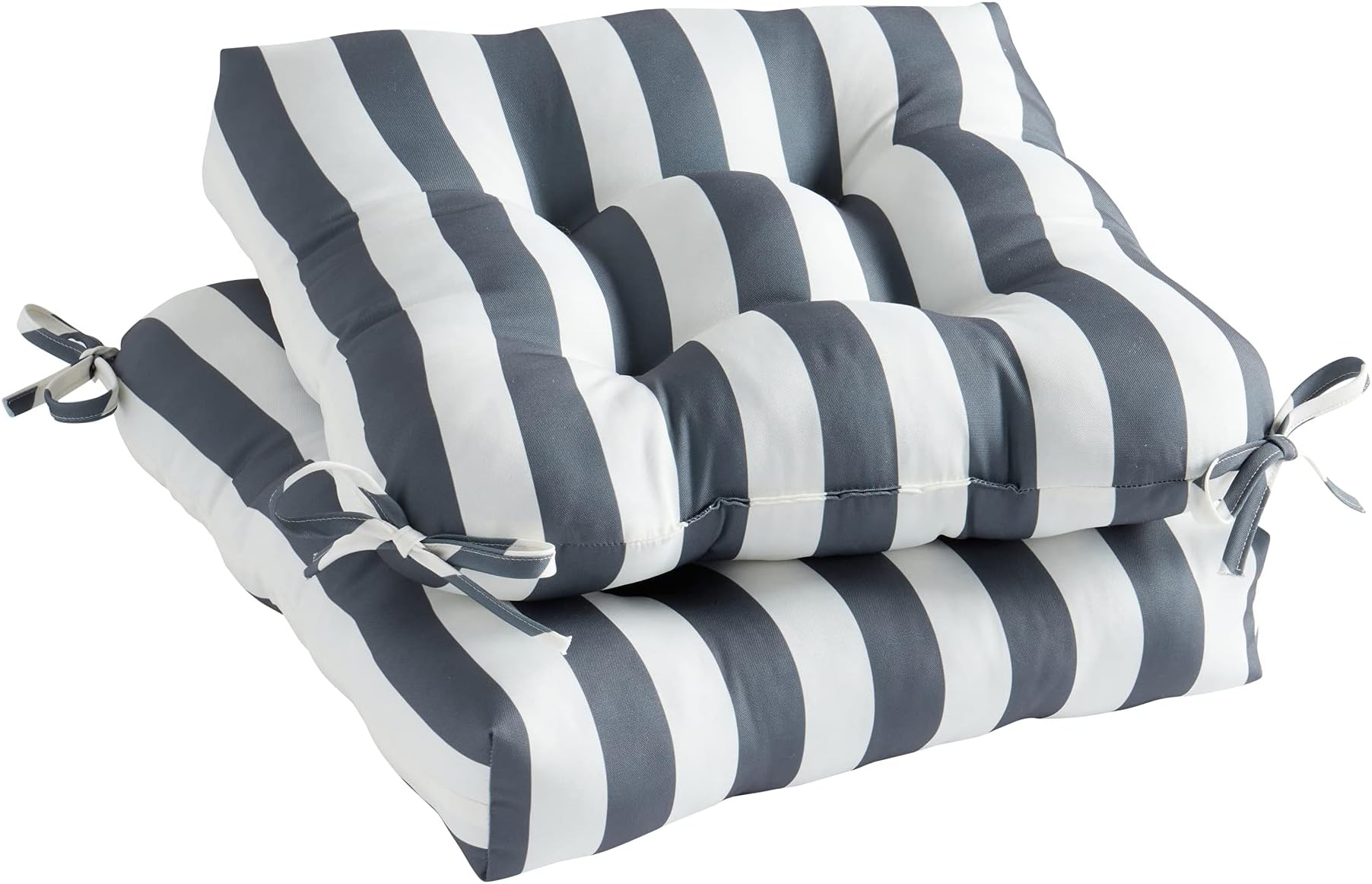 Greendale Home FashionsSet of 2 Outdoor 20-inch Dining Seat Cushion, Canopy Stripe Gray