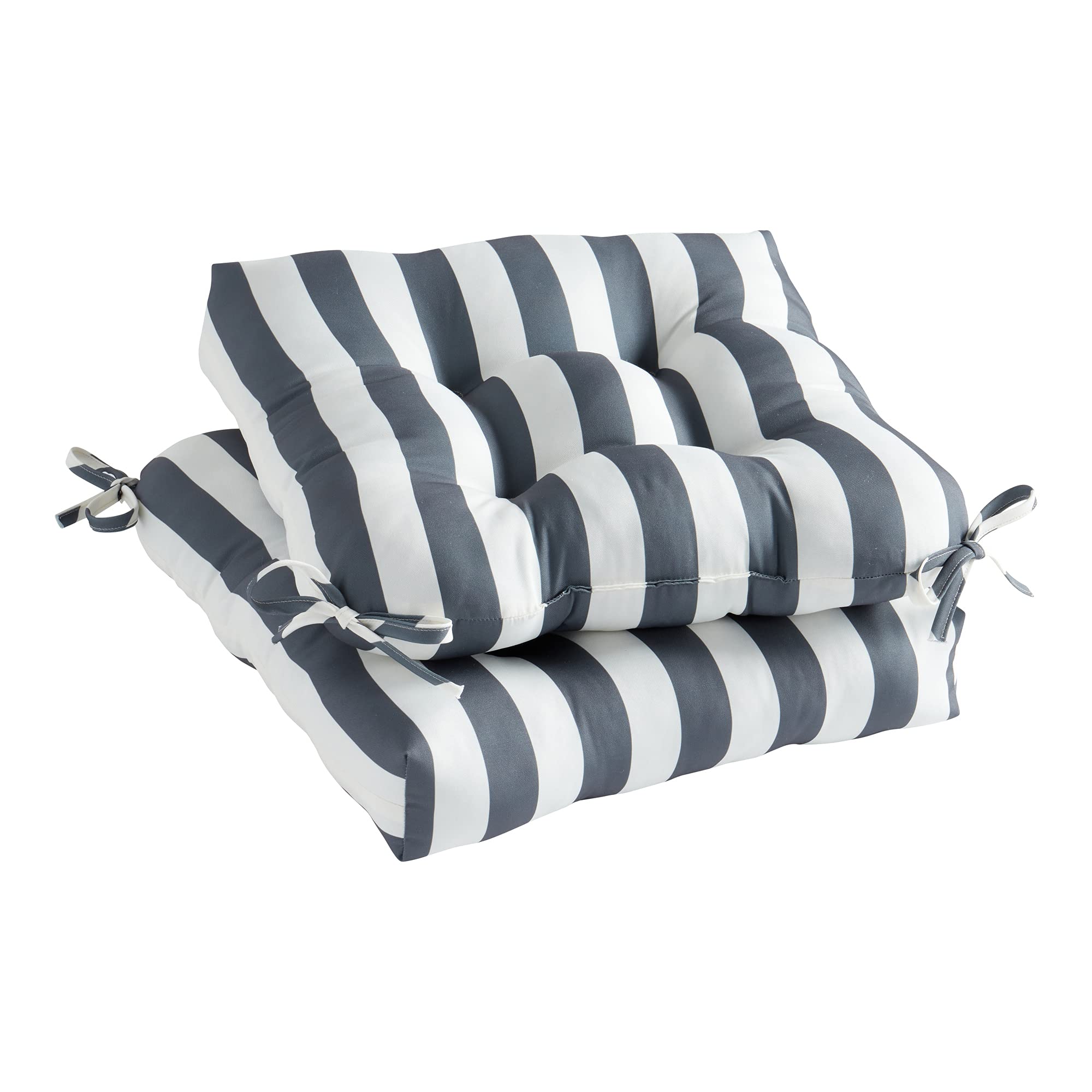 Greendale Home FashionsSet of 2 Outdoor 20-inch Dining Seat Cushion, Canopy Stripe Gray