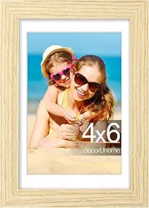 decorUhome 4x6 Picture Frame, Display Pictures 3.5x5 with Mat or 4x6 without Mat, Wall & Tabletop Display Photo Frame, Natural, 1 Pack