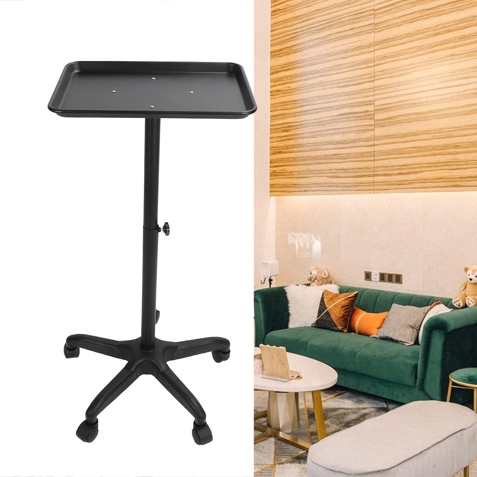 Bandeja de Tatuaje para Carrito de salón, Carrito de Bandeja de salón con Plataforma de Almacenamiento, Equipo con Ruedas y Altura Regulable, para Carro Dental, Accesorio para Belleza