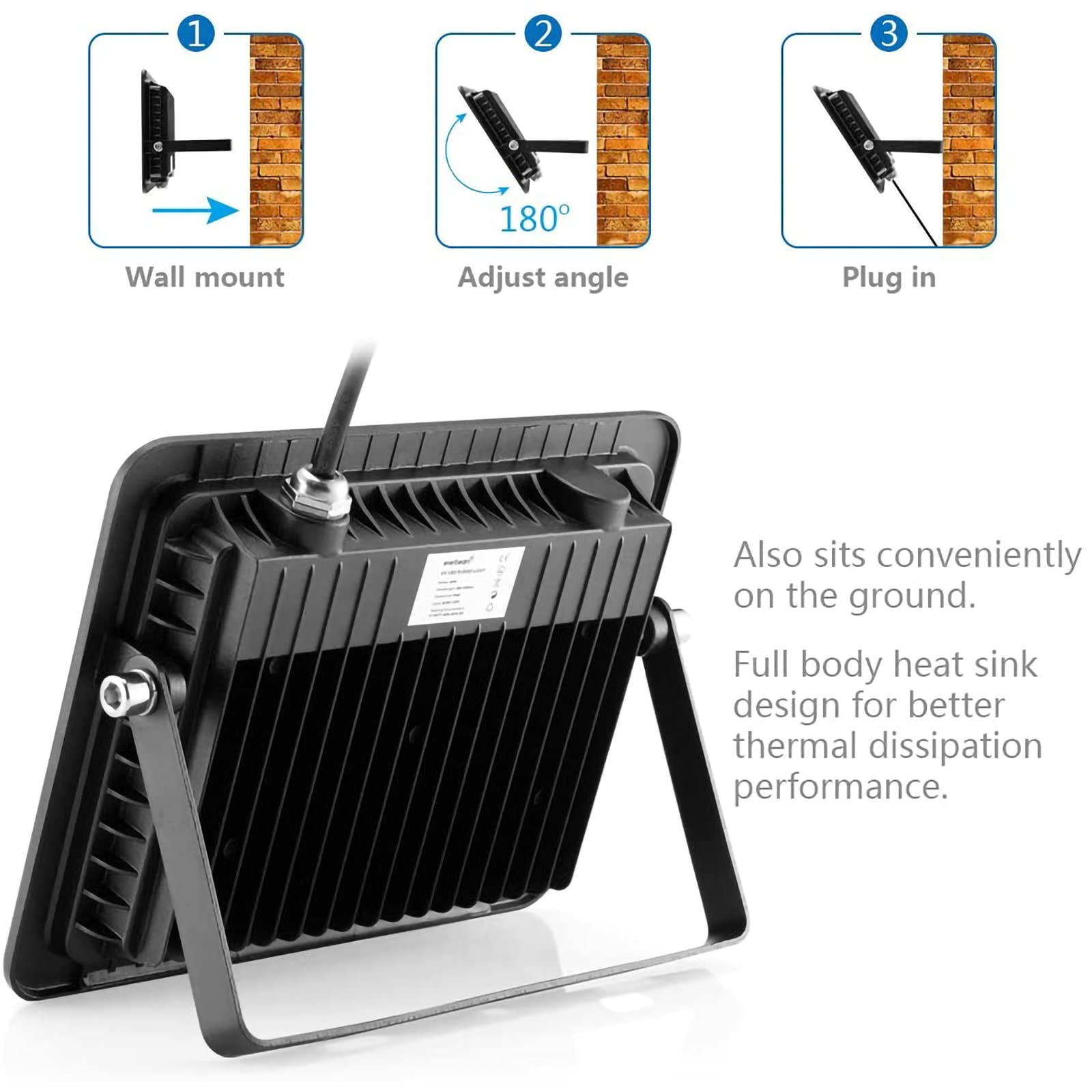Eleganted 30W LED Luz Negra,395-400nm Foco UV, IP66 Impermeable Foco Fluorescente Exterior, Luz Ultravioleta para Bar, Discoteca, Fiesta, Pinta Corporal, Halloween