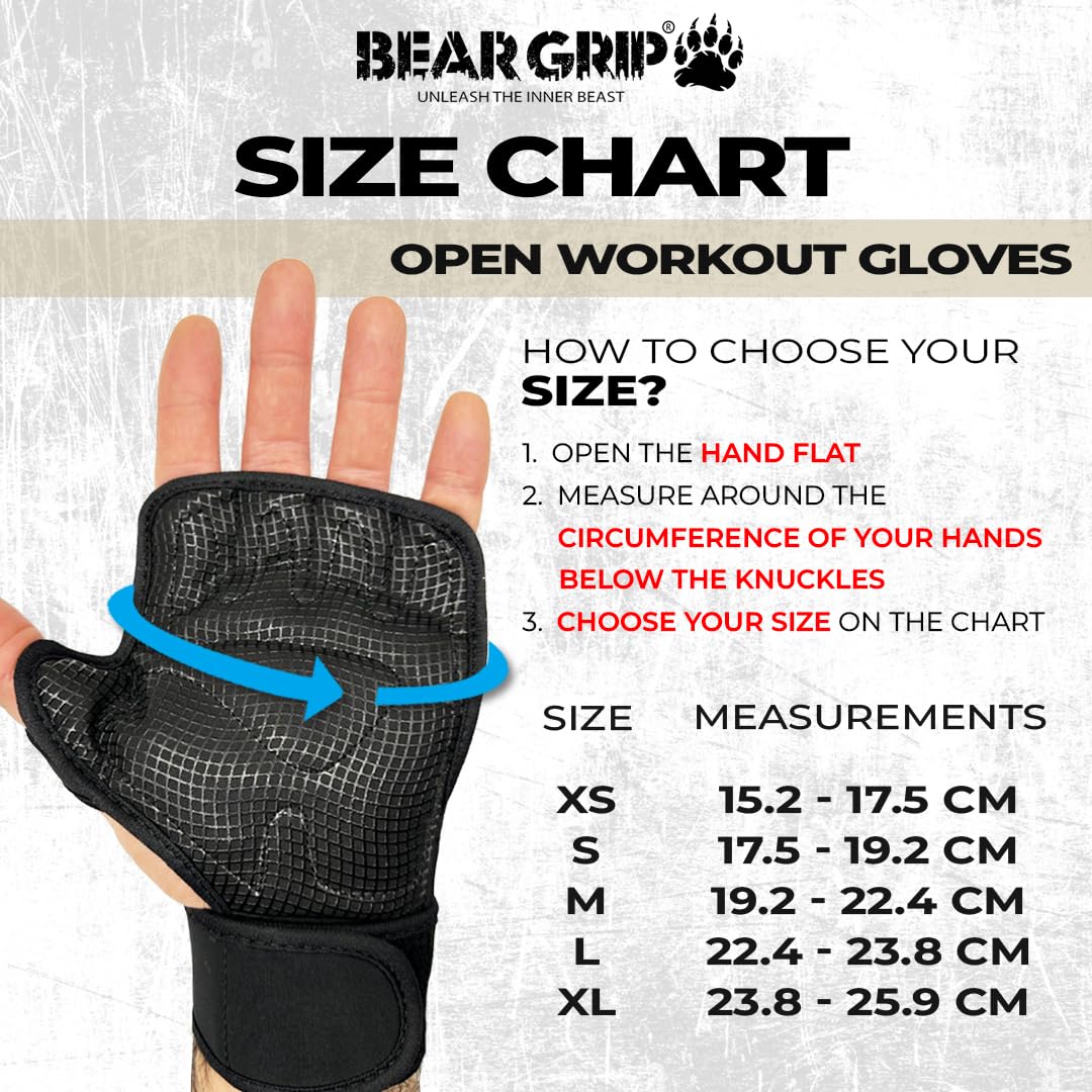 BEAR GRIP Guanti da allenamento, protezione extra per il palmo della mano, per crossfit, bodybuilding, calisthenics, powerlifting, per uomini e donne