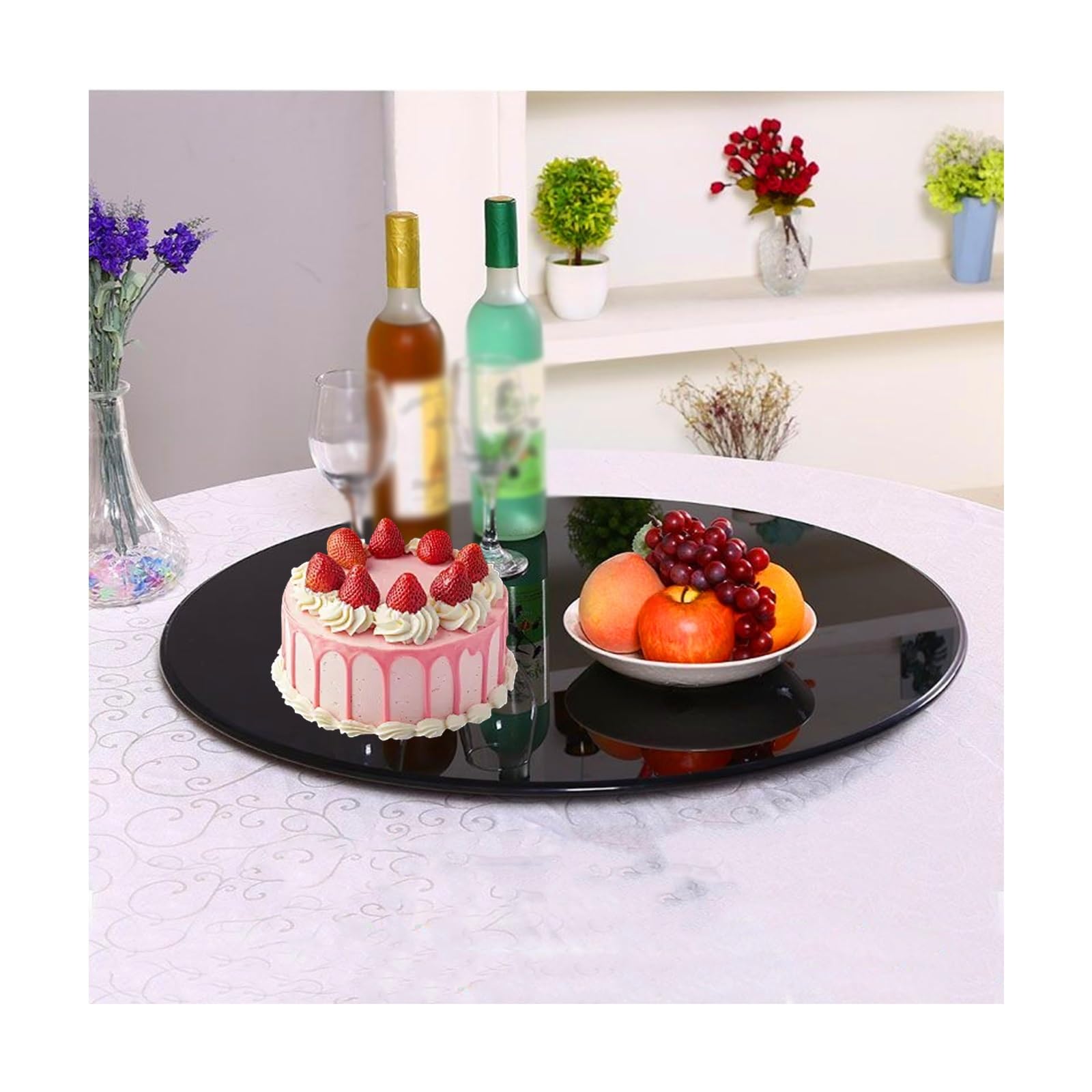 Plato Giratorio De Vidrio Templado De Mesa Giratorio Redondo Elegante Centro De Mesa Giratorio Pantalla De Cocina Bandeja Giratoria con Giro Suave Silencioso(100cm/39.4in)